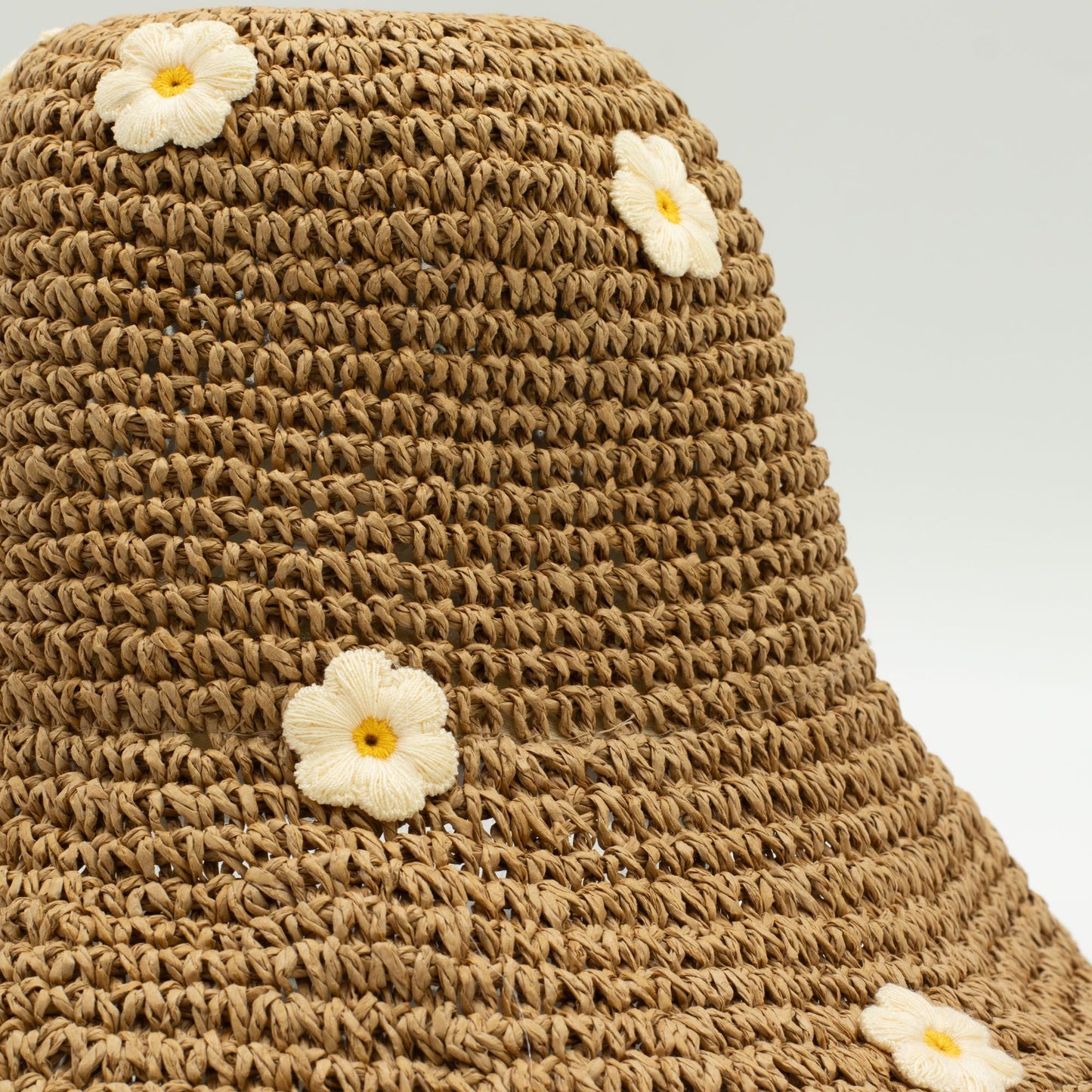 Nomad Sari Floppy Straw Sun Hat - Coffee & Daisies - Luna Panther