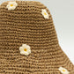 Nomad Sari Floppy Straw Sun Hat - Coffee & Daisies - Luna Panther