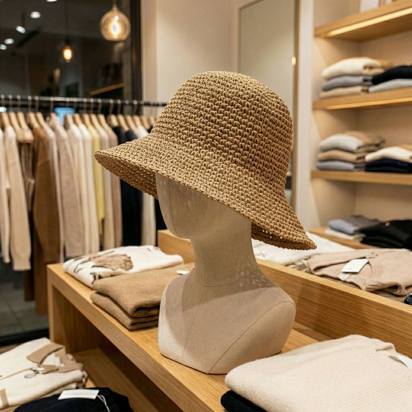 Nomad Sari Floppy Straw Sun Hat - Natural Coffee - Luna Panther