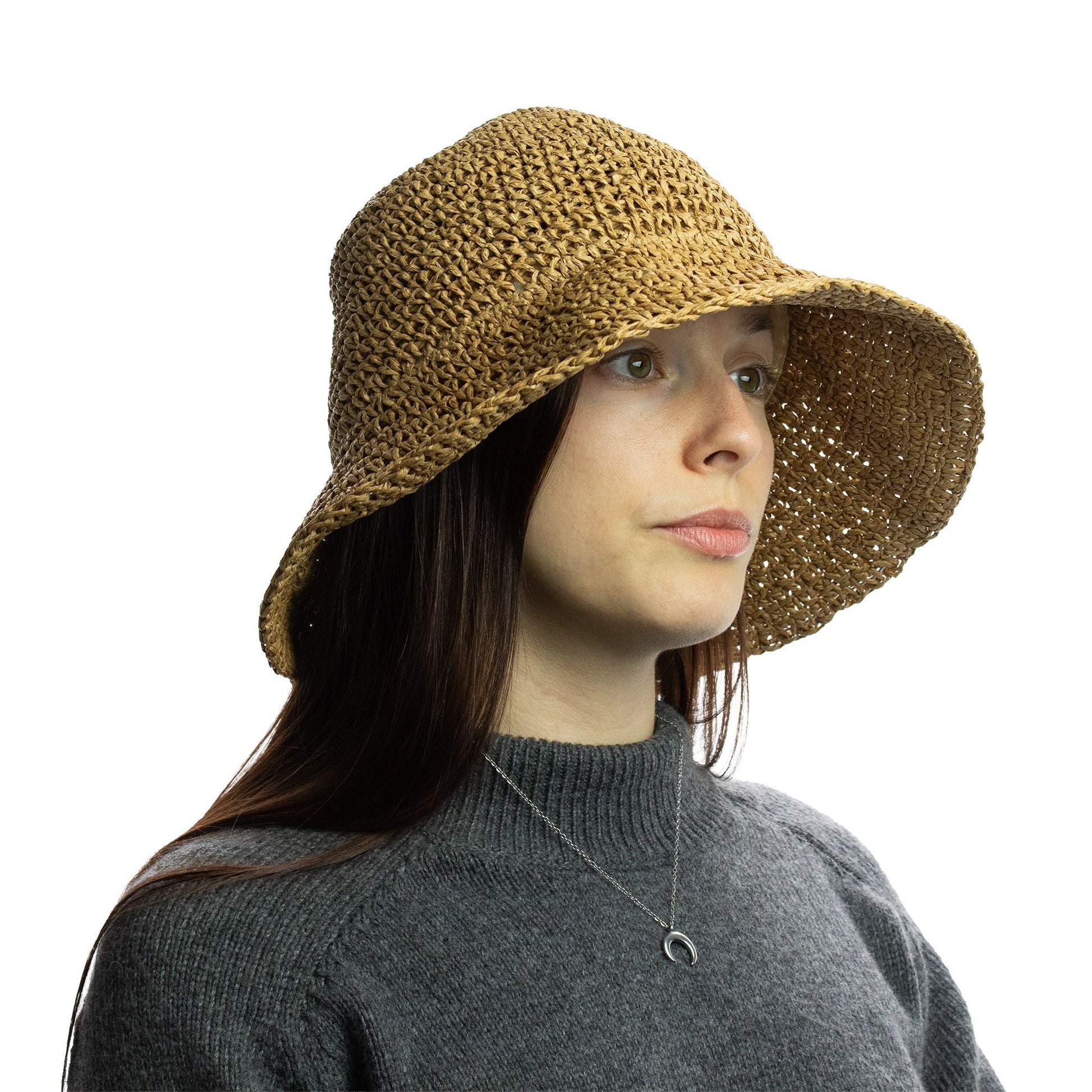 Nomad Sari Floppy Straw Sun Hat - Natural Coffee - Luna Panther