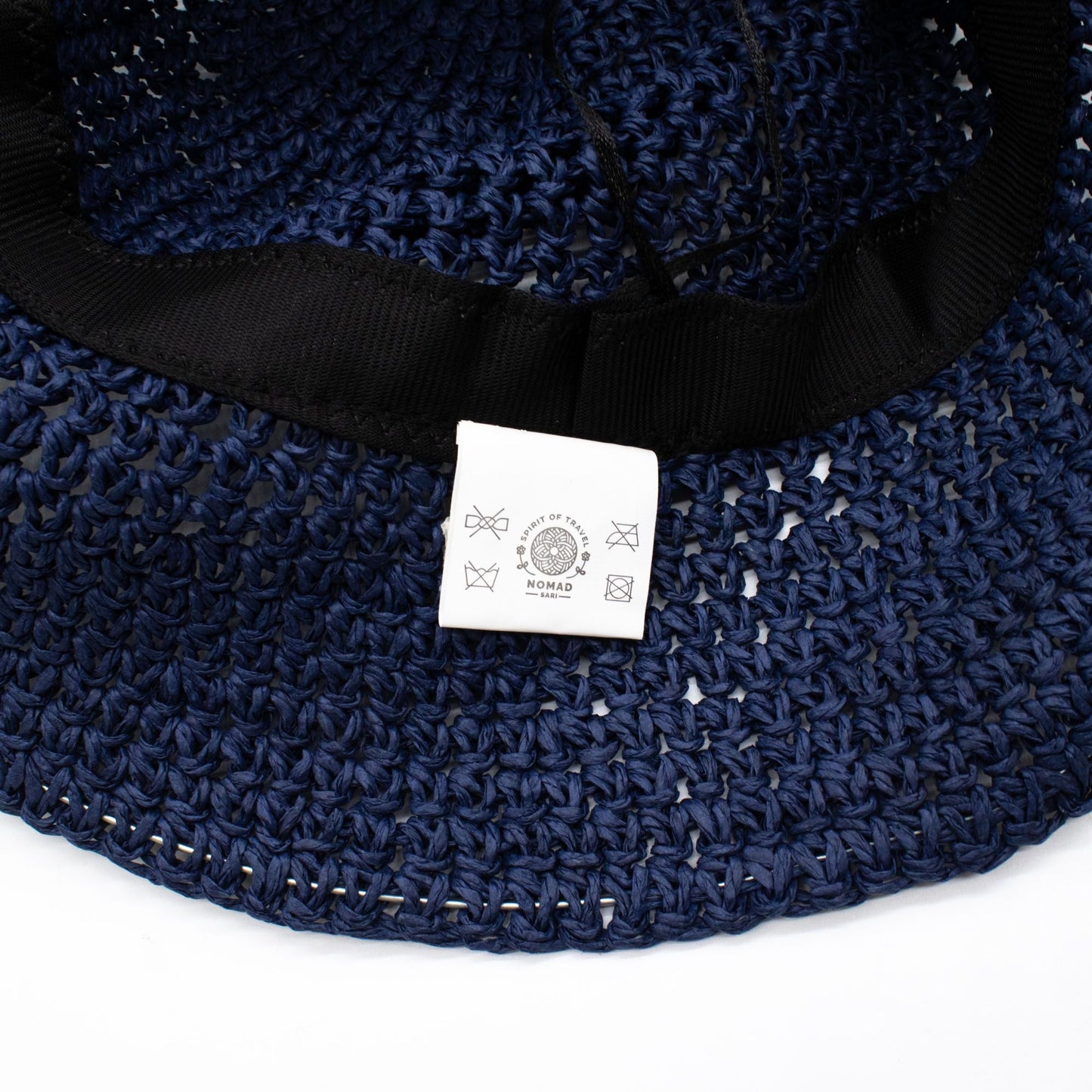 Nomad Sari Floppy Straw Sun Hat - Navy Blue - Luna Panther