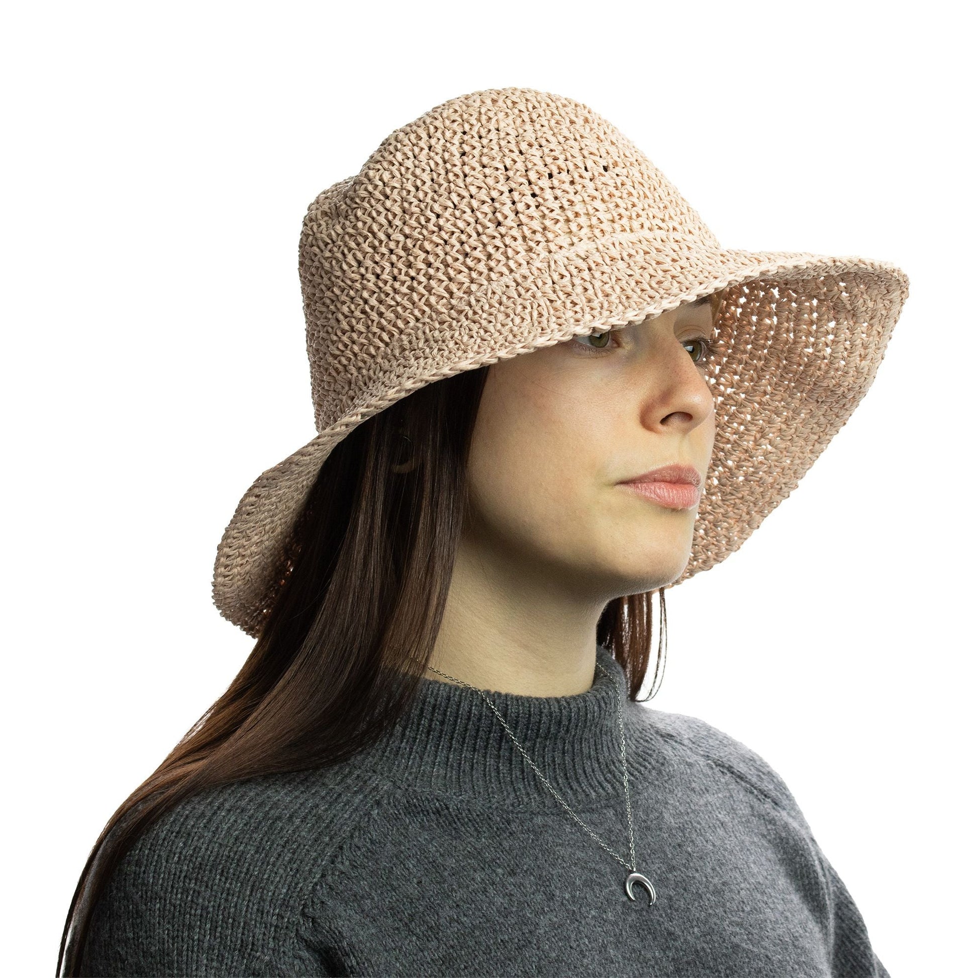 Nomad Sari Floppy Straw Sun Hat - Rose Blush - Luna Panther