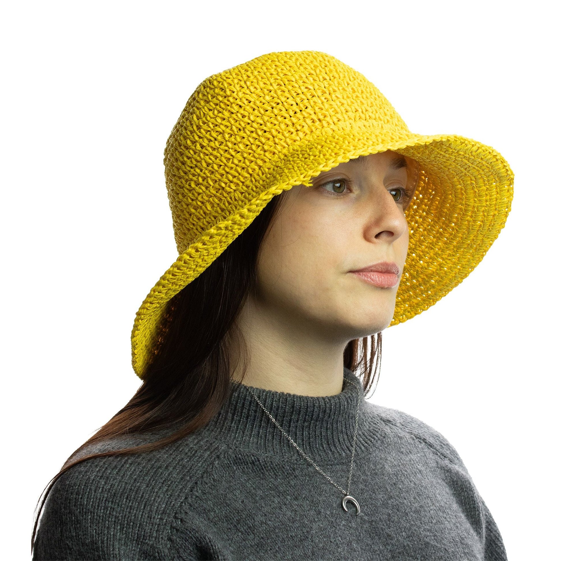 Nomad Sari Floppy Straw Sun Hat - Yellow - Luna Panther