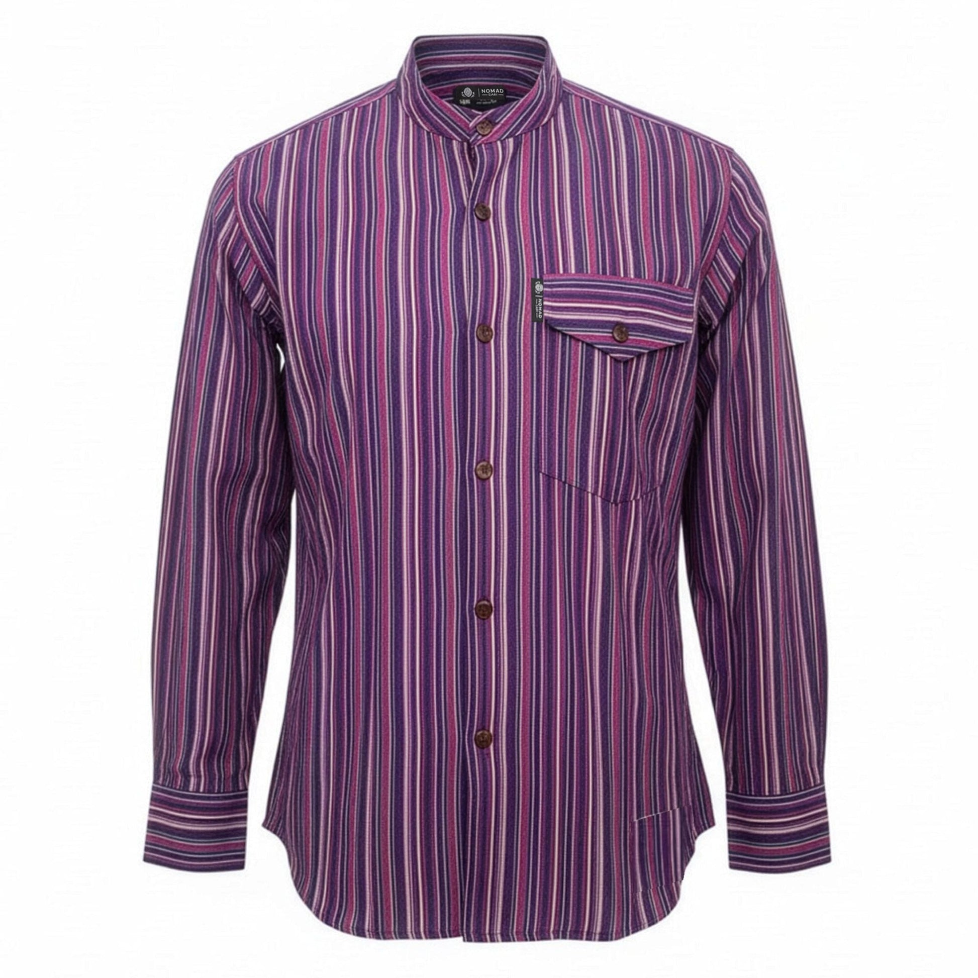 Nomad Sari Grandad Shirt - Black Purple - XL - Luna Panther