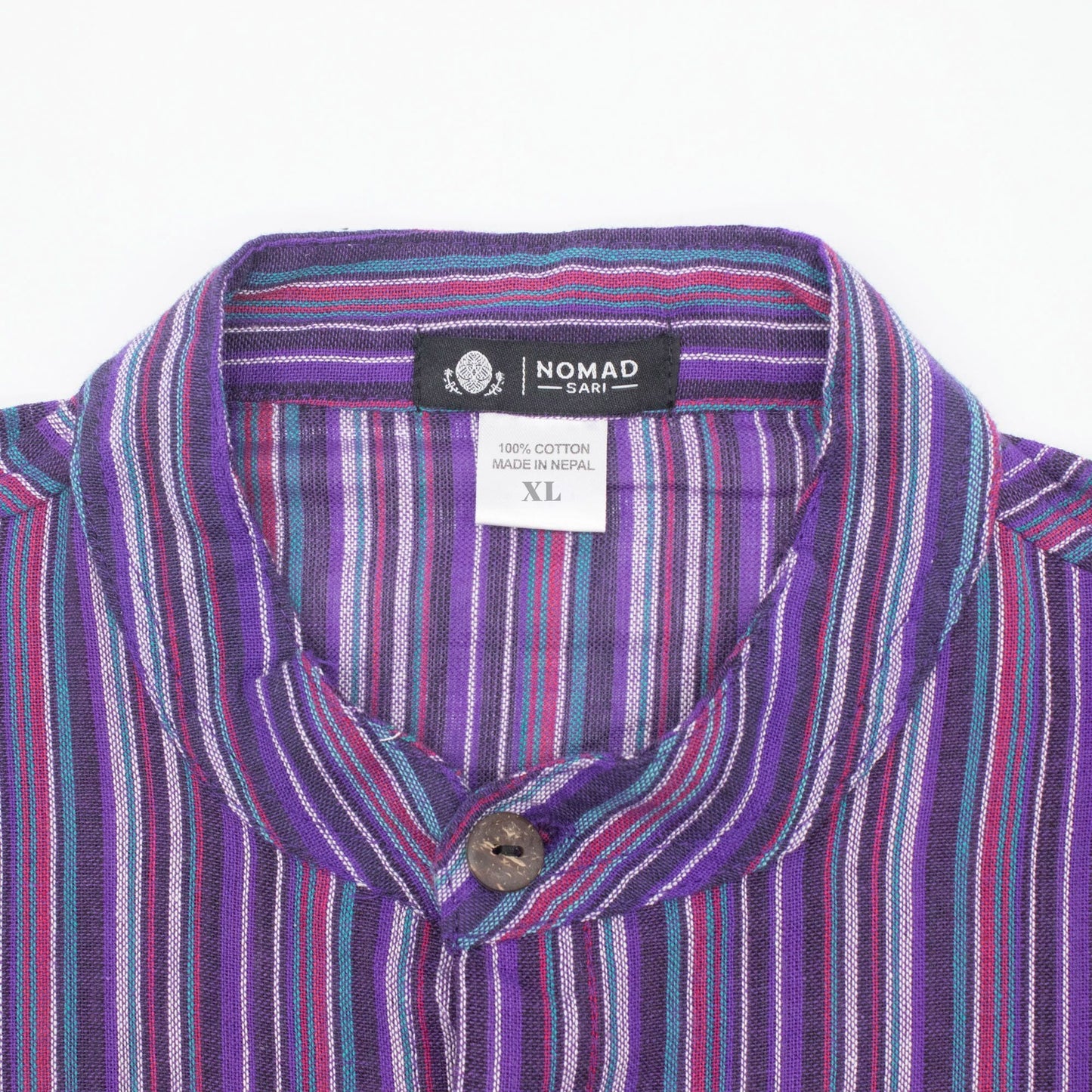 Nomad Sari Grandad Shirt - Black Purple - XL - Luna Panther