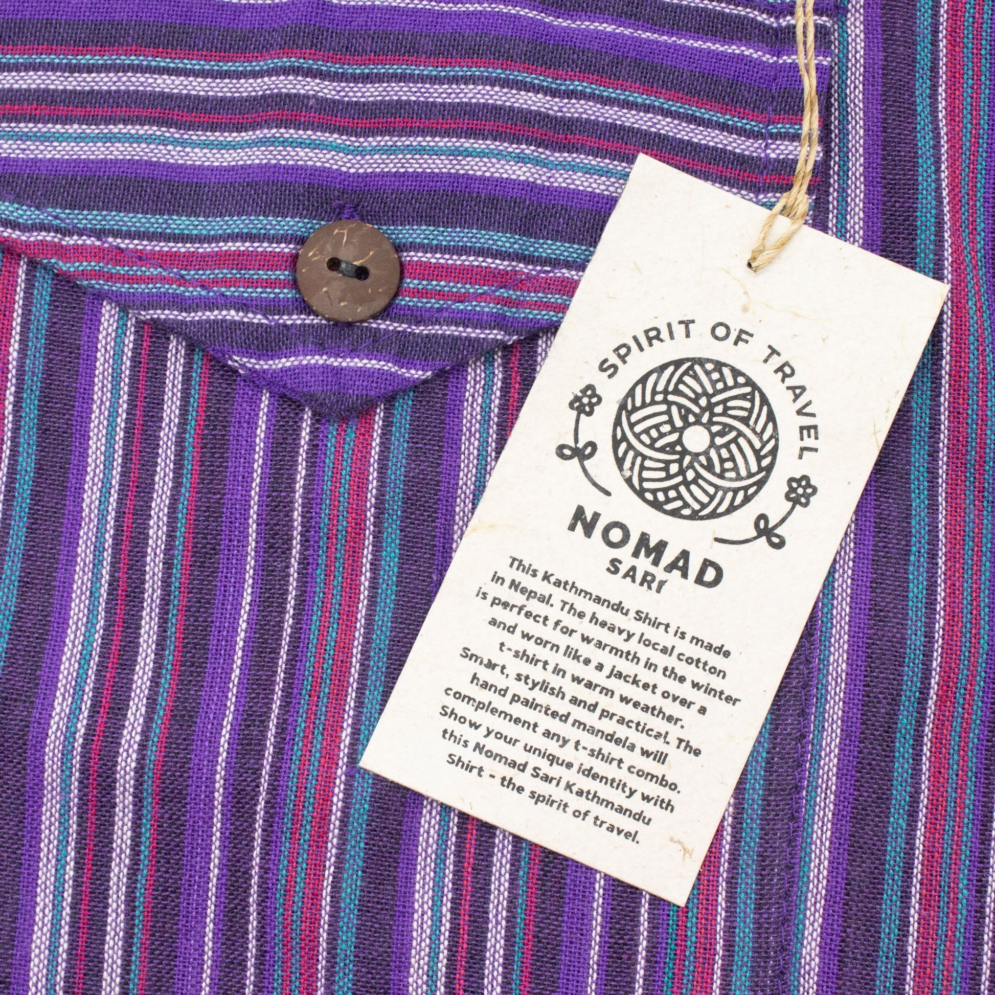 Nomad Sari Grandad Shirt - Black Purple - XL - Luna Panther