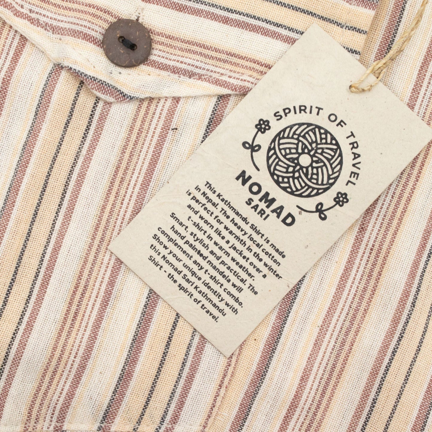 Nomad Sari Grandad Shirt - Brown Beige - Large - Luna Panther