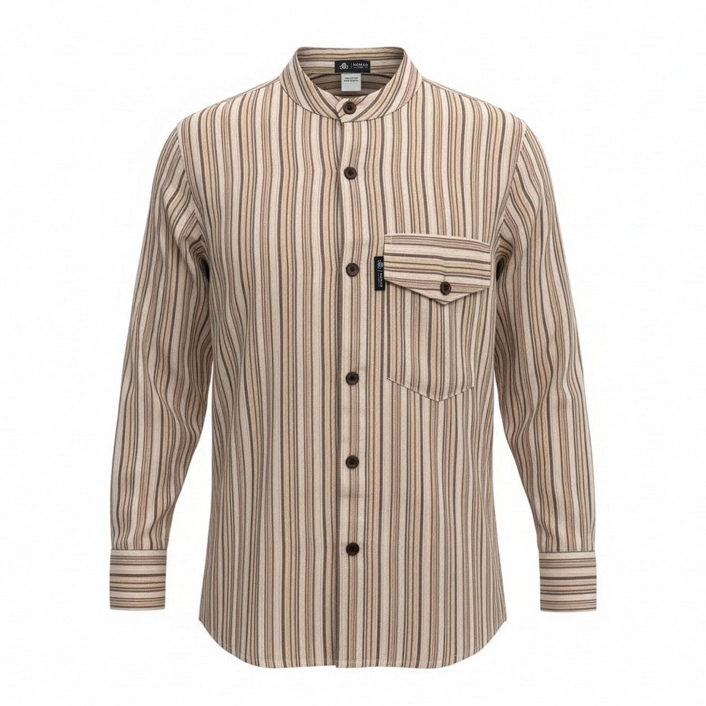 Nomad Sari Grandad Shirt - Brown Beige - Large - Luna Panther