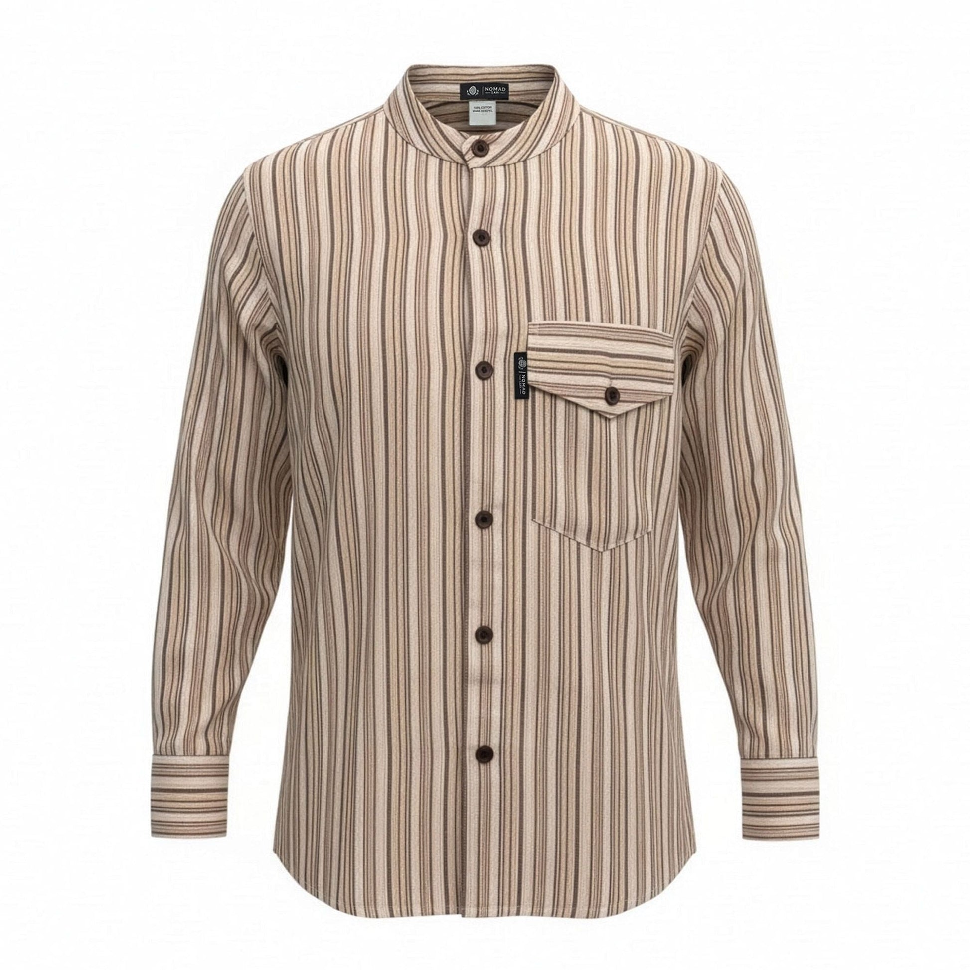 Nomad Sari Grandad Shirt - Brown Beige - Large - Luna Panther