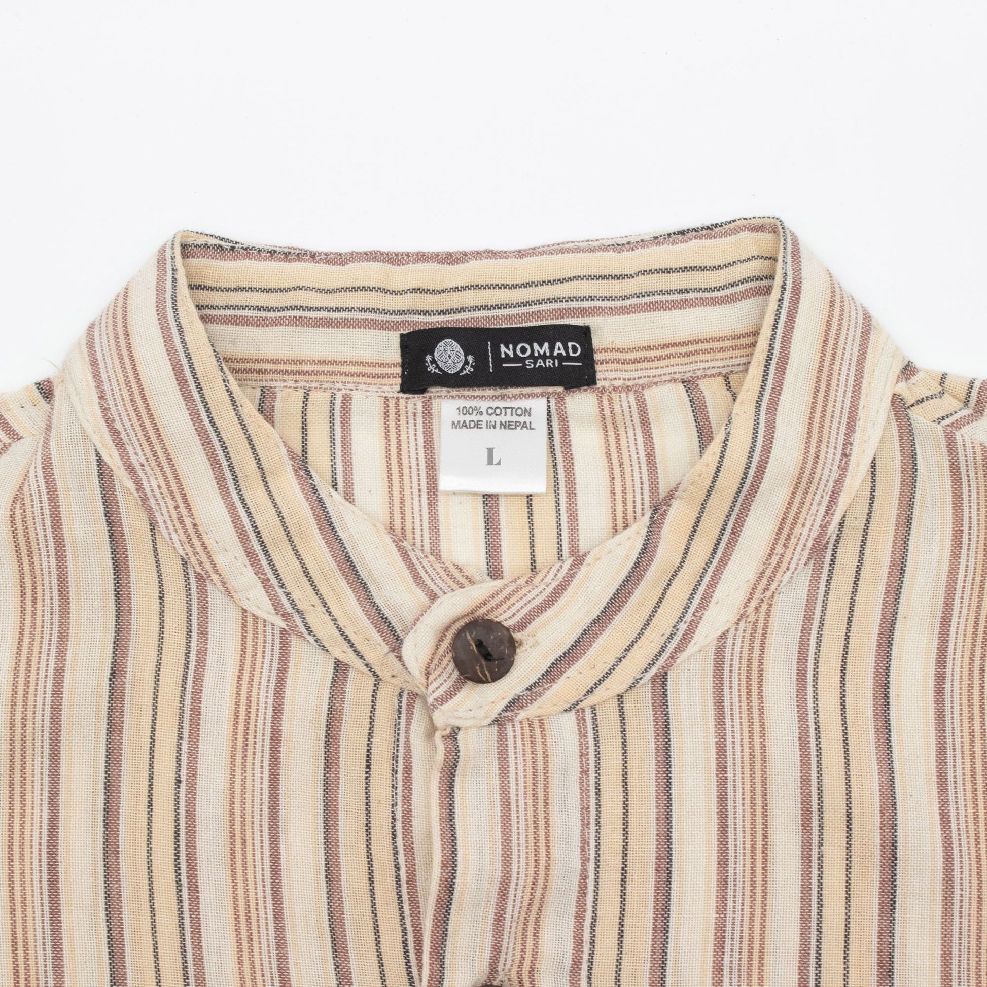Nomad Sari Grandad Shirt - Brown Beige - Large - Luna Panther