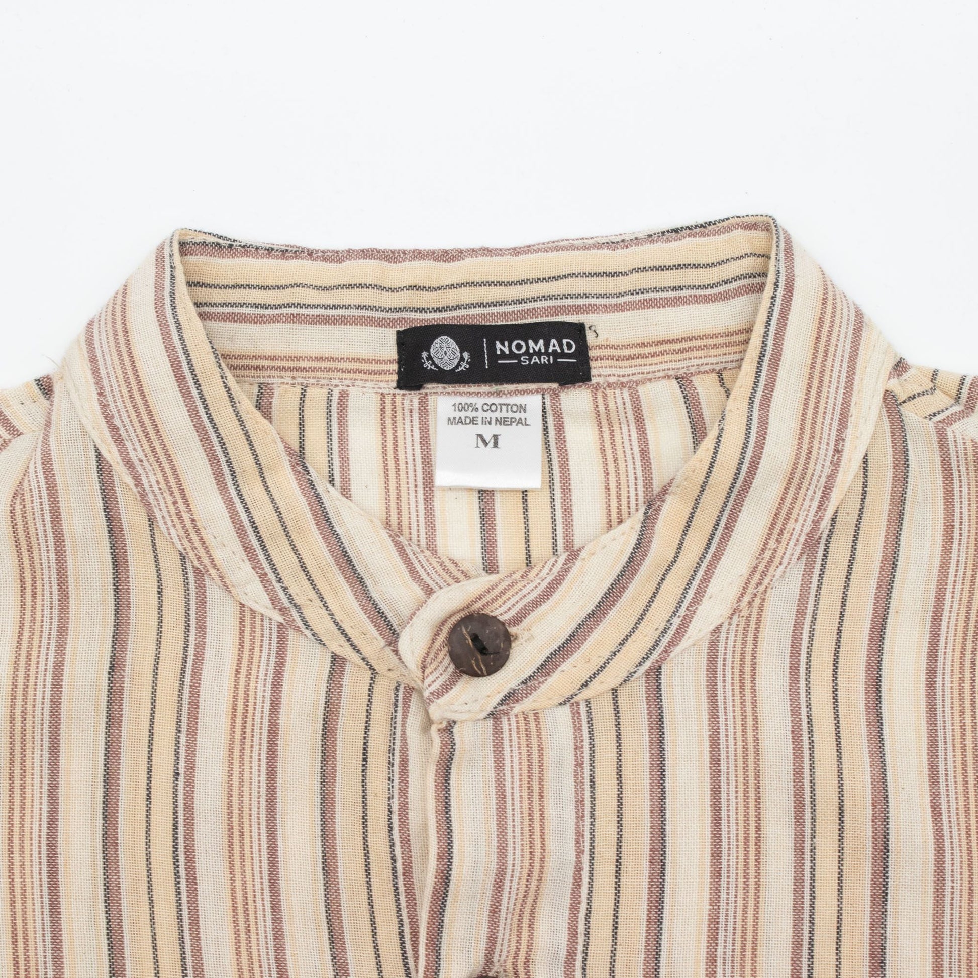 Nomad Sari Grandad Shirt - Brown Beige - Medium - Luna Panther