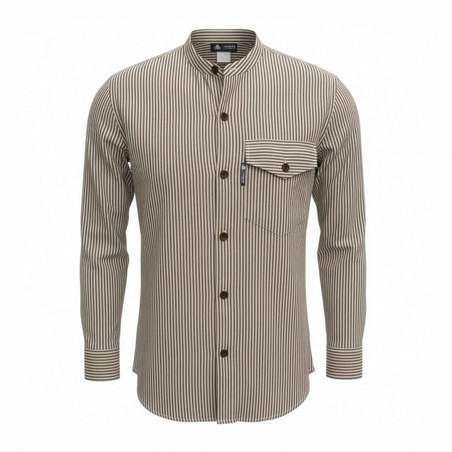 Nomad Sari Grandad Shirt - Grey Stone - Large - Luna Panther