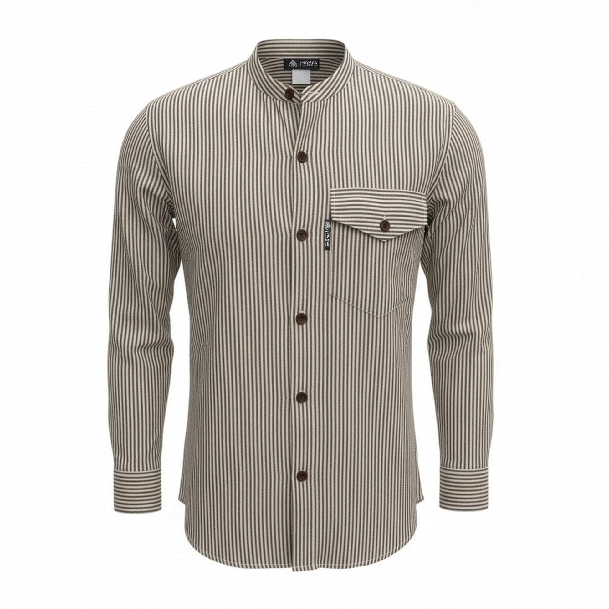 Nomad Sari Grandad Shirt - Grey Stone - Large - Luna Panther