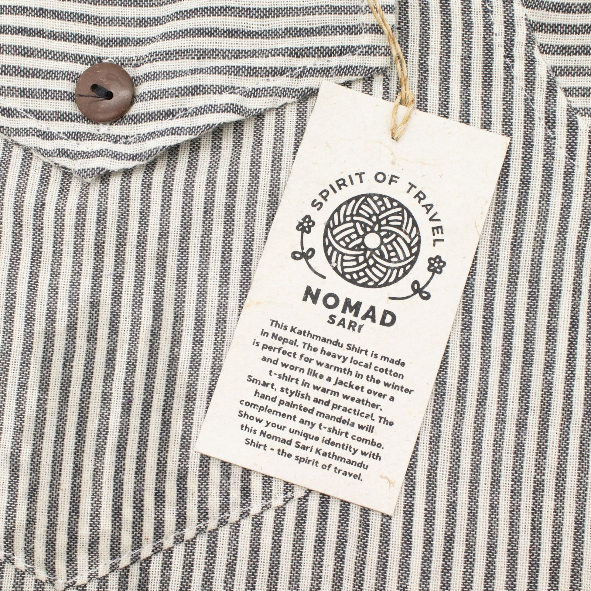 Nomad Sari Grandad Shirt - Grey Stone - Large - Luna Panther