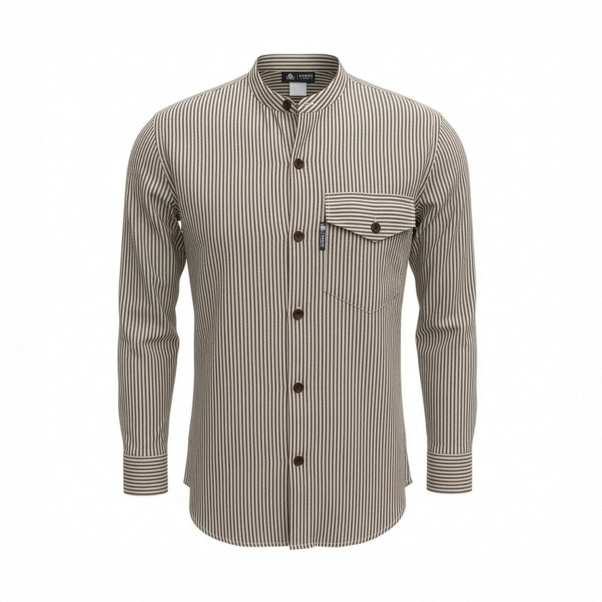 Nomad Sari Grandad Shirt - Grey Stone - Medium - Luna Panther