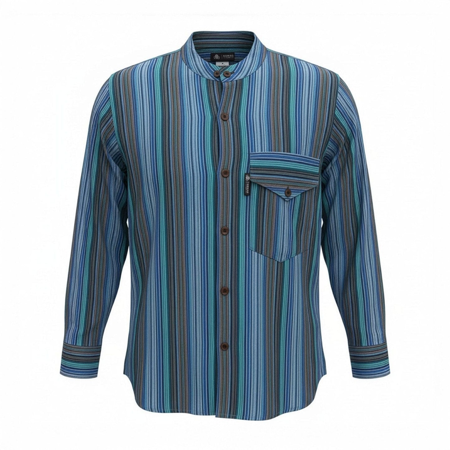 Nomad Sari Grandad Shirt - Turquoise - Large - Luna Panther
