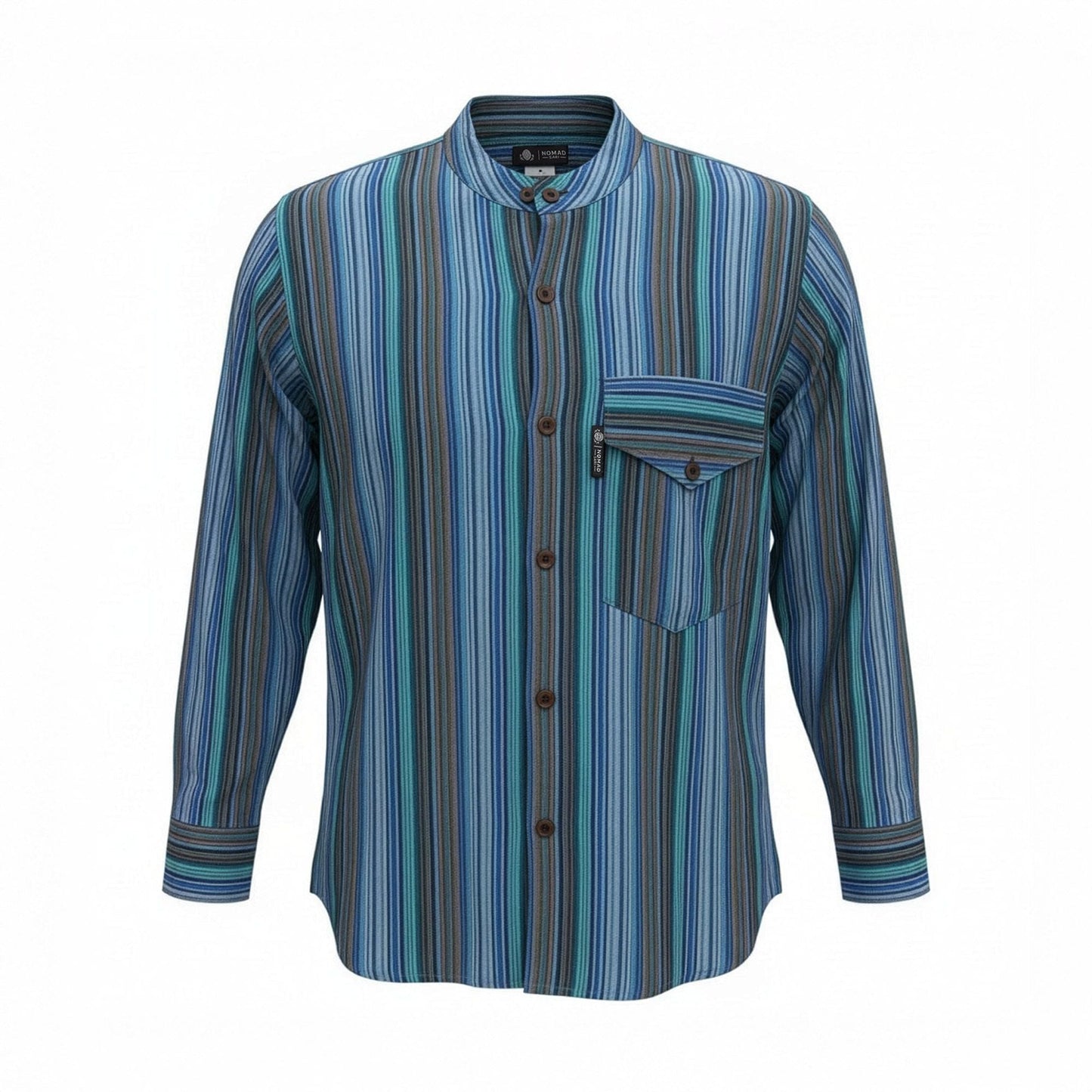 Nomad Sari Grandad Shirt - Turquoise - Medium - Luna Panther