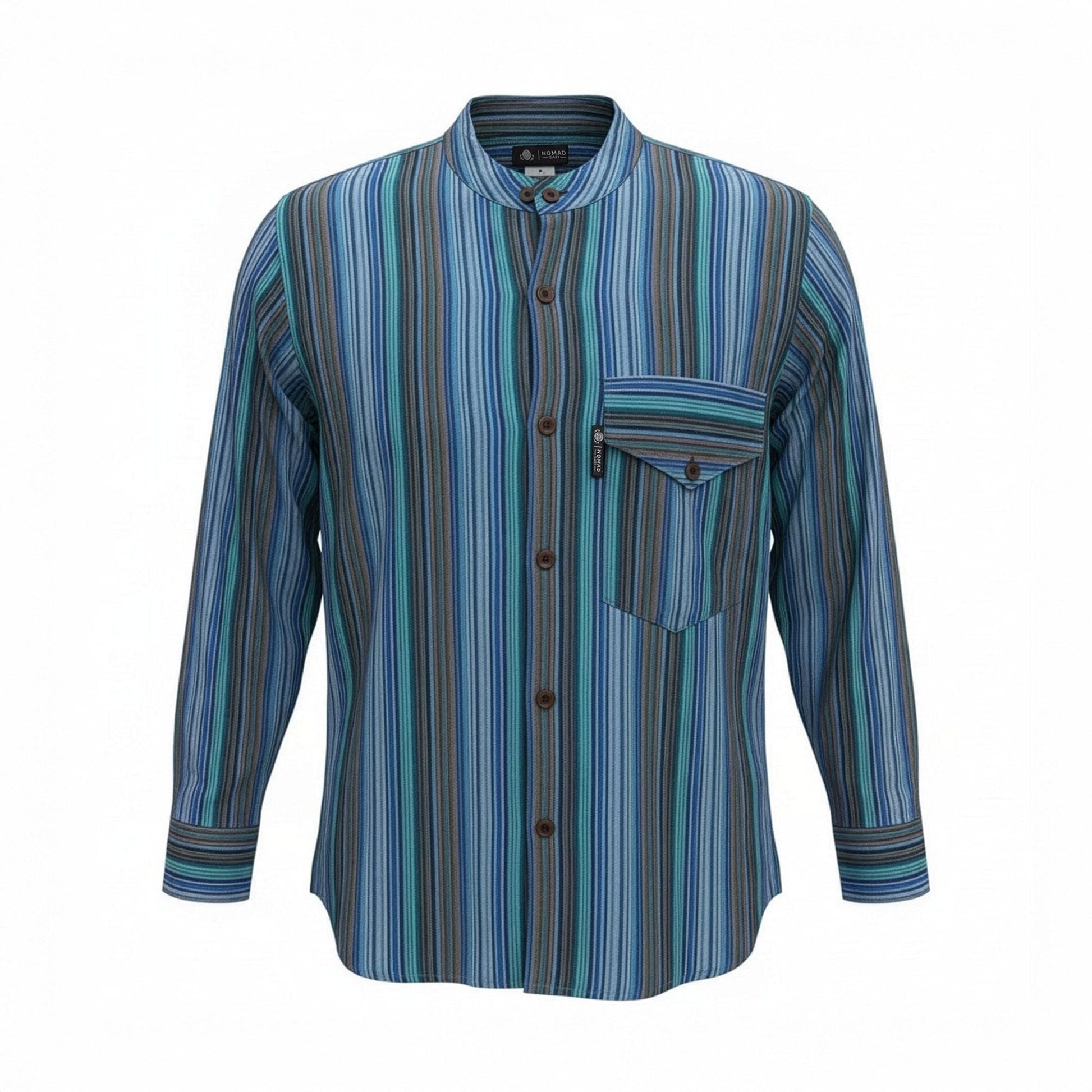 Nomad Sari Grandad Shirt - Turquoise - Medium - Luna Panther