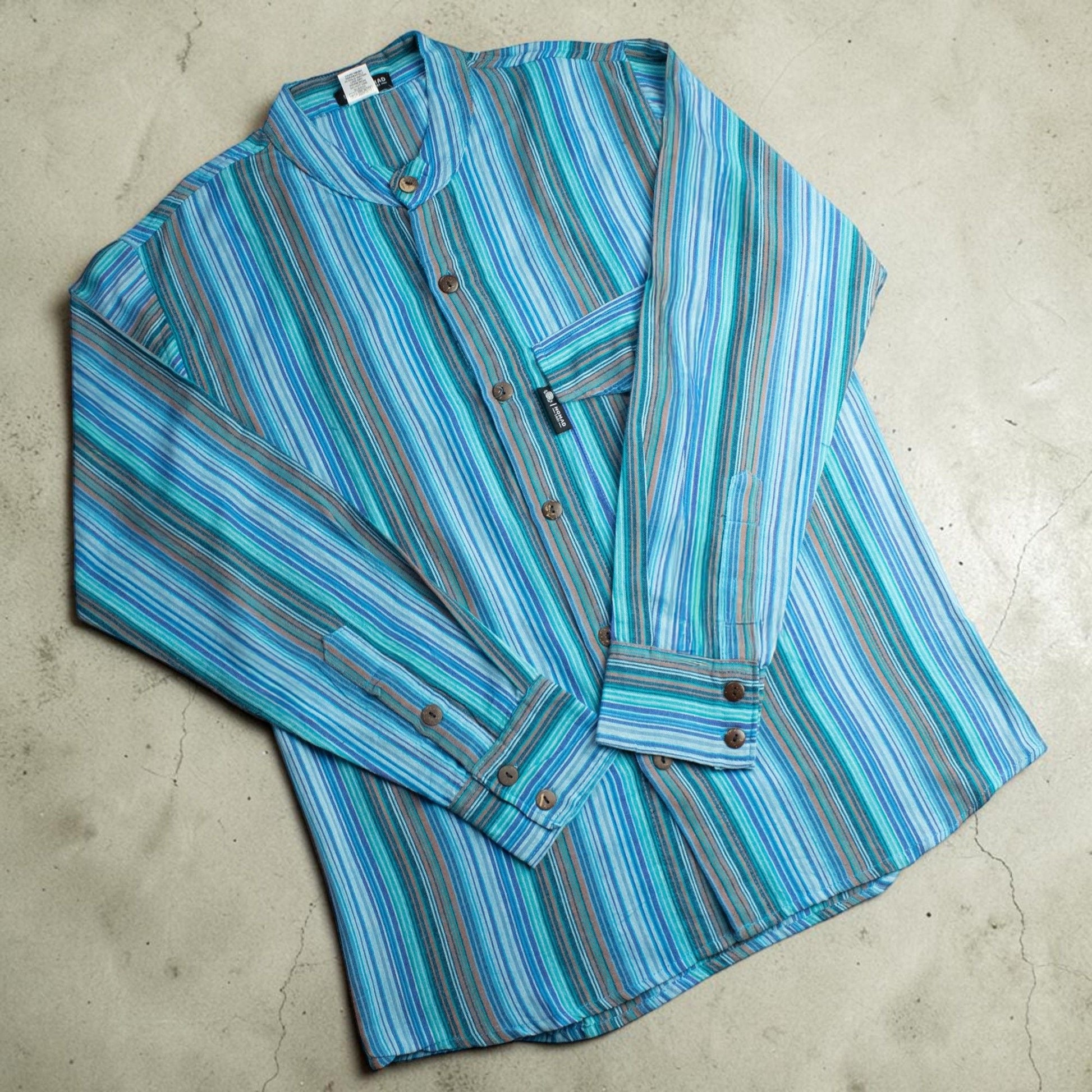 Nomad Sari Grandad Shirt - Turquoise - XL - Luna Panther