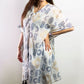 Nomad Sari Kaftan - Blue & Gold Greek Motif Print - Luna Panther