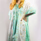 Nomad Sari Kaftan - White & Turquoise with Gold Fish Print - Luna Panther