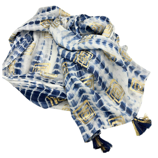 Nomad Sari Pareo - Blue Tie Dye & Block Print - Luna Panther