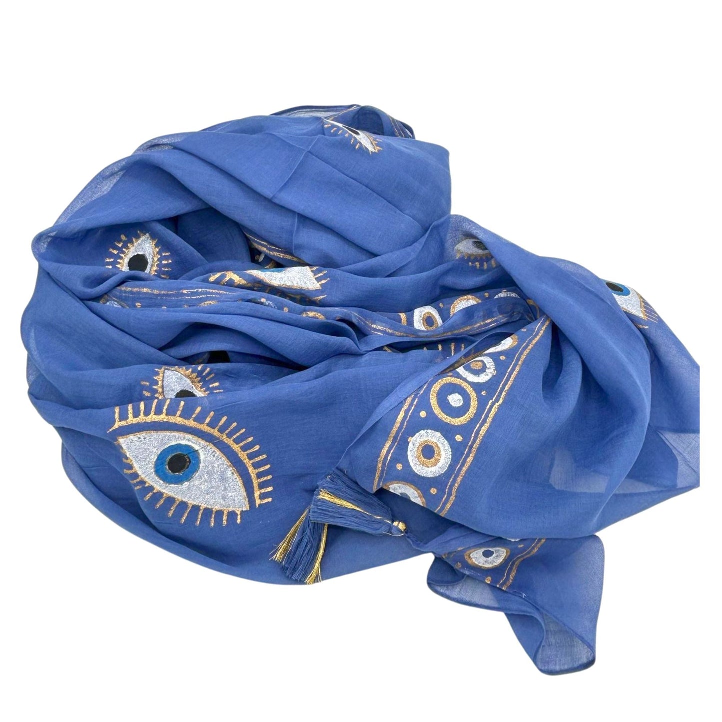 Nomad Sari Pareo - Rich Blue & Gold Evil Eye Print - Luna Panther