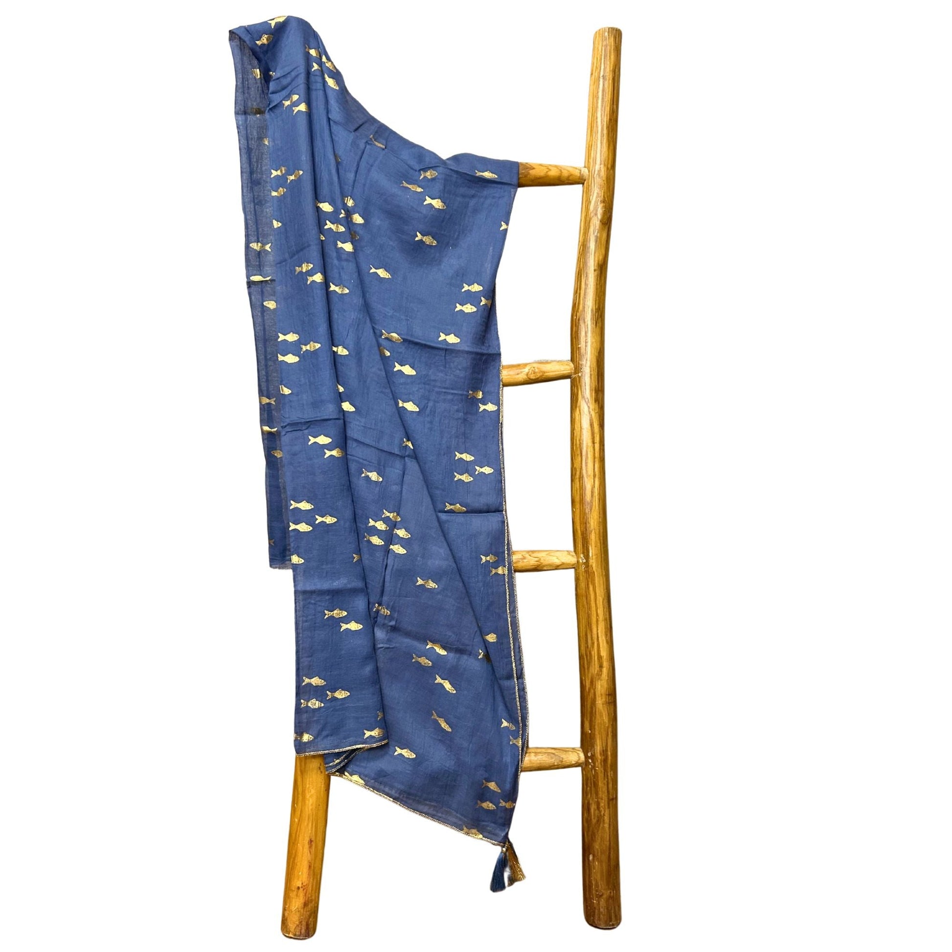 Nomad Sari Pareo - Sea Blue & Gold Fish Print - Luna Panther