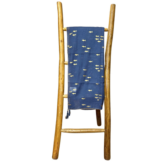 Nomad Sari Pareo - Sea Blue & Gold Fish Print - Luna Panther