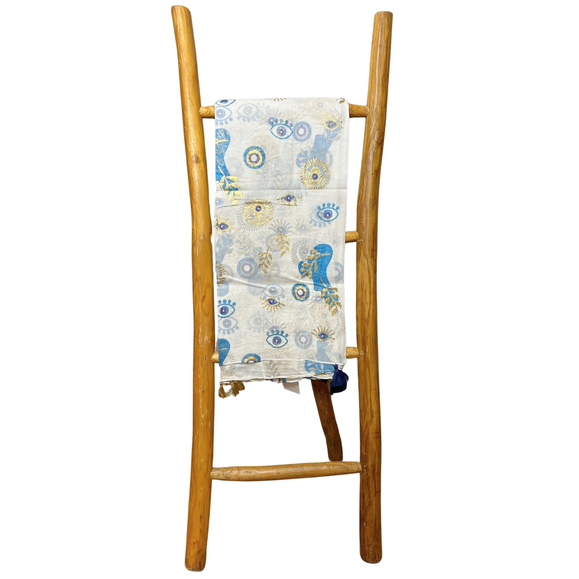 Nomad Sari Pareo - White, Blue & Gold Evil Eye Print - Luna Panther