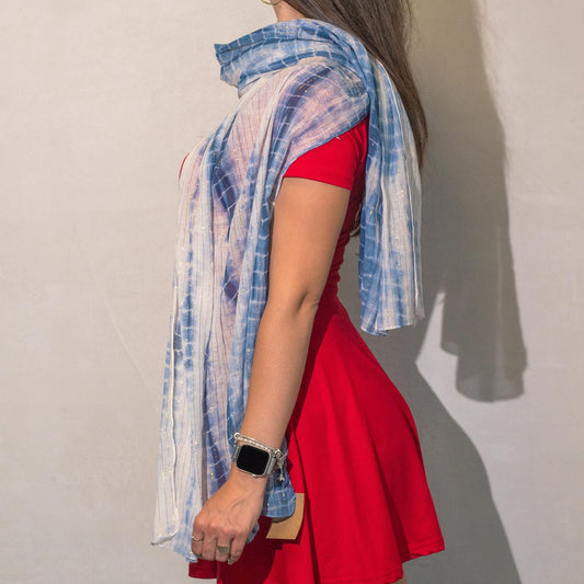 Nomad Sari Party Shine Scarf - Dusky Blue (180×50cm) - Luna Panther alternate view