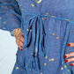 Nomad Sari Sea Blue & Gold Fish Print Dress (M/L) - Luna Panther