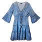 Nomad Sari Sea Blue & Gold Fish Print Dress (M/L) - Luna Panther
