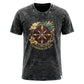Nomad Sari Stonewashed Cotton T-Shirt - Compass of Life - Charcoal - Large - Luna Panther