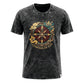 Nomad Sari Stonewashed Cotton T-Shirt - Compass of Life - Charcoal - Medium - Luna Panther