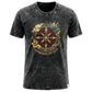 Nomad Sari Stonewashed Cotton T-Shirt - Compass of Life - Charcoal - XL - Luna Panther