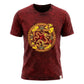 Nomad Sari Stonewashed Cotton T-Shirt - Dragon Mandala - Maroon - Large - Luna Panther