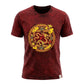Nomad Sari Stonewashed Cotton T-Shirt - Dragon Mandala - Maroon - Medium - Luna Panther