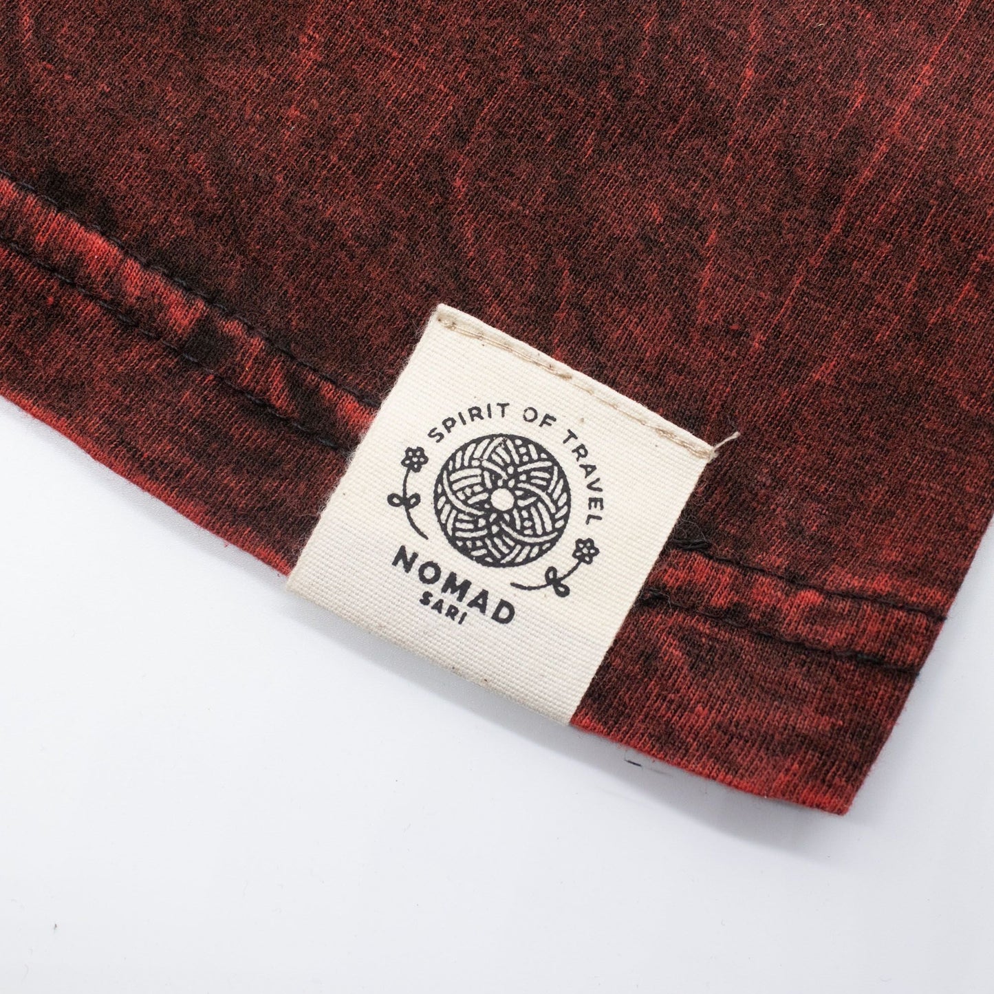 Nomad Sari Stonewashed Cotton T-Shirt - Dragon Mandala - Maroon - Small - Luna Panther