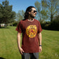 Nomad Sari Stonewashed Cotton T-Shirt - Dragon Mandala - Maroon - Small - Luna Panther