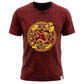 Nomad Sari Stonewashed Cotton T-Shirt - Dragon Mandala - Maroon - XL - Luna Panther