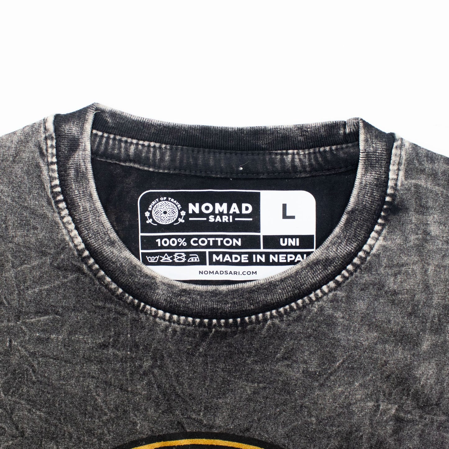 Nomad Sari Stonewashed Cotton T-Shirt - Rebel - Charcoal - Large - Luna Panther
