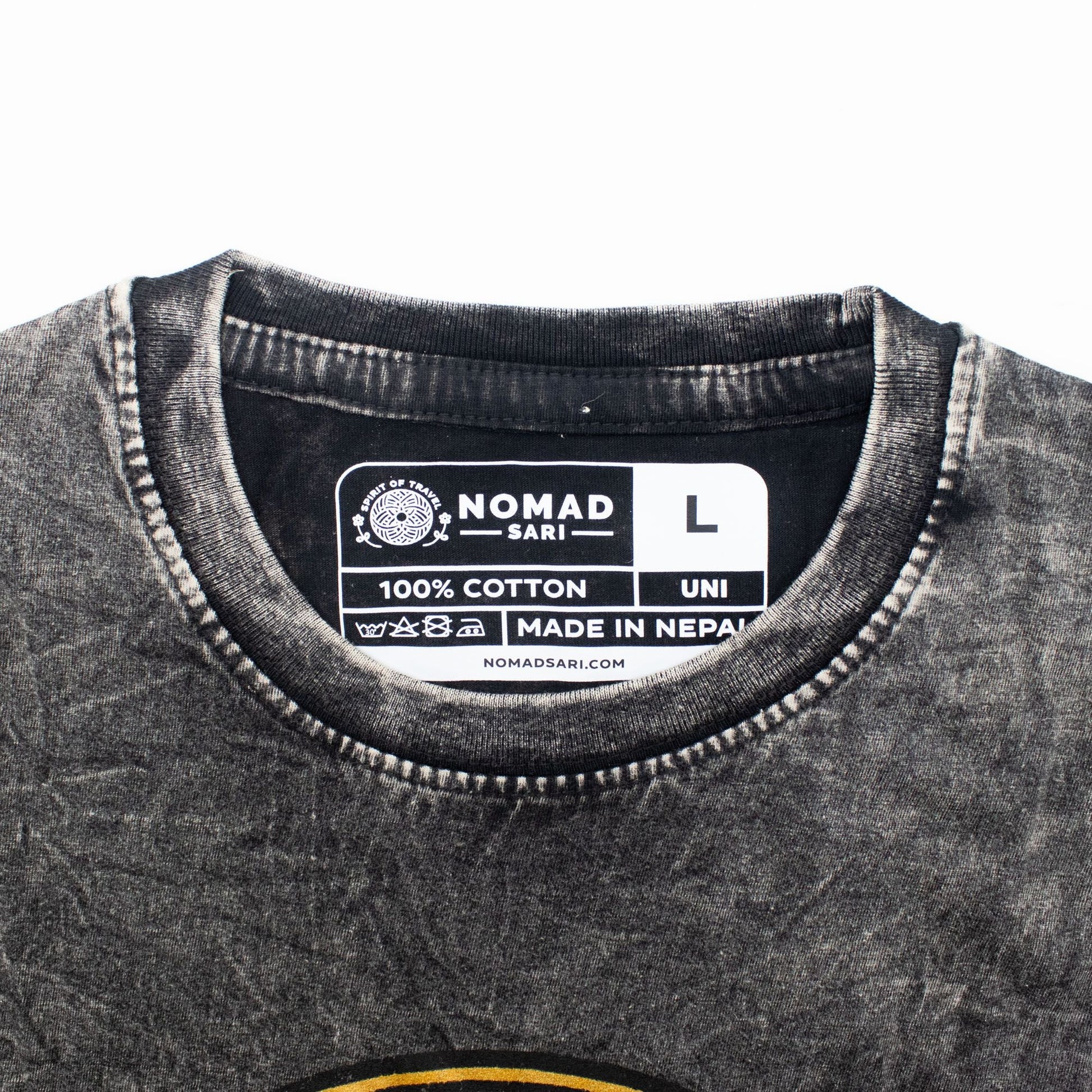 Nomad Sari Stonewashed Cotton T-Shirt - Rebel - Charcoal - Large - Luna Panther