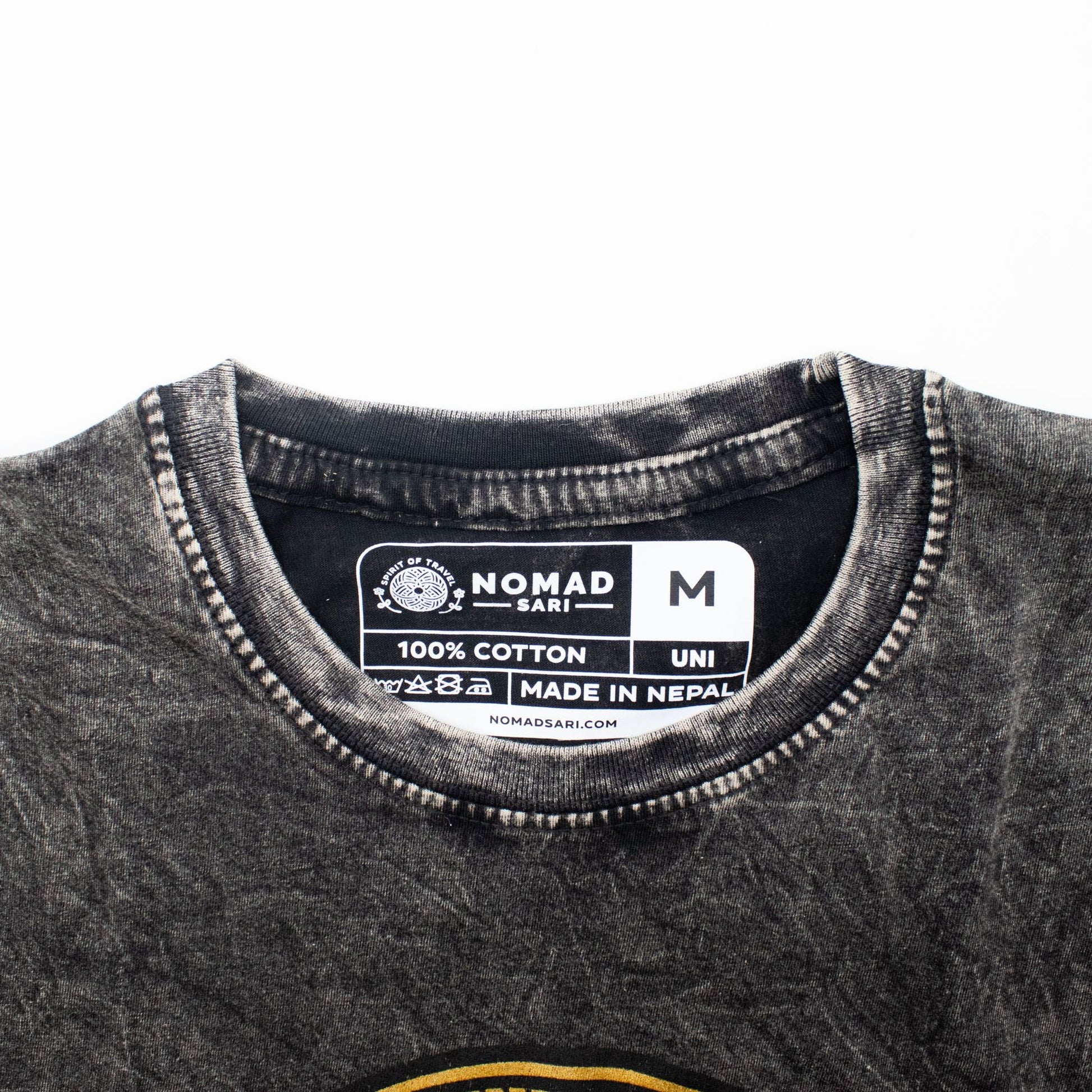 Nomad Sari Stonewashed Cotton T-Shirt - Rebel - Charcoal - Medium - Luna Panther