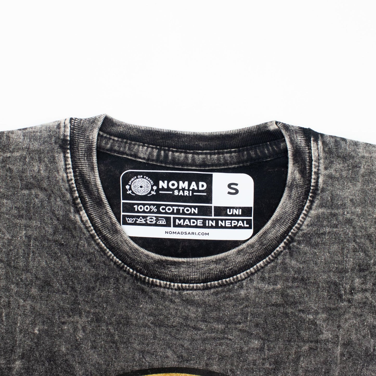 Nomad Sari Stonewashed Cotton T-Shirt - Rebel - Charcoal - Small - Luna Panther