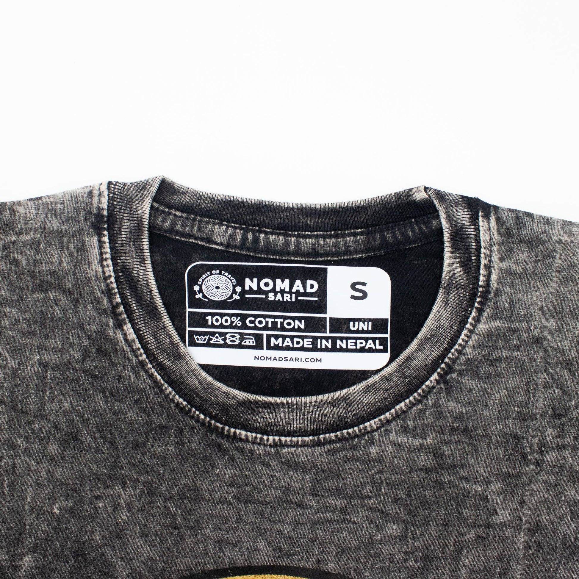 Nomad Sari Stonewashed Cotton T-Shirt - Rebel - Charcoal - Small - Luna Panther