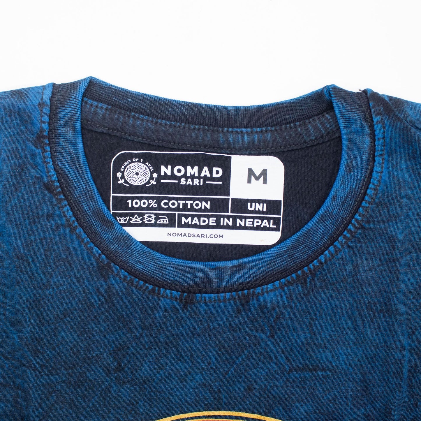 Nomad Sari Stonewashed Cotton T-Shirt - Stay Wild Moon Child - Blue - Medium - Luna Panther