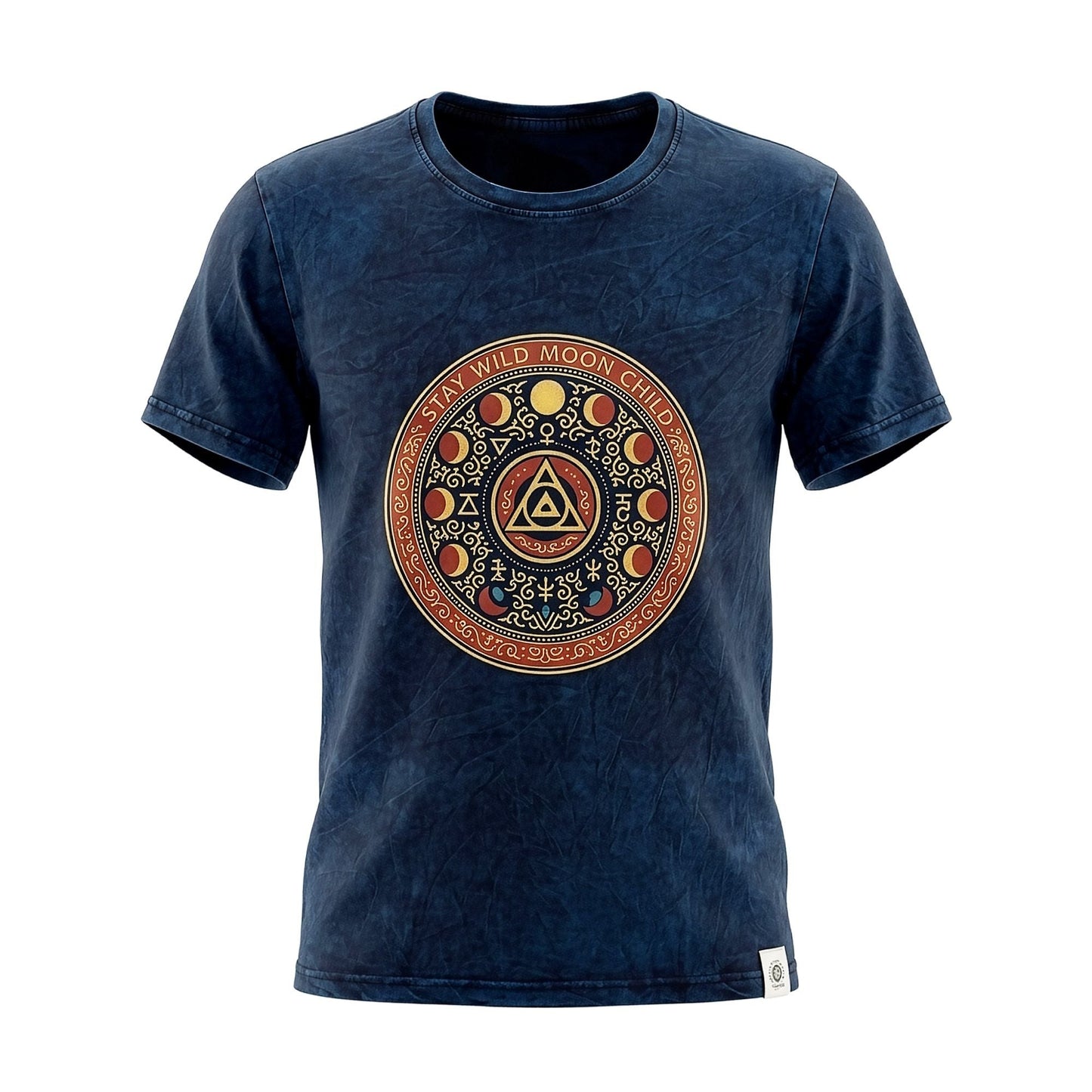 Nomad Sari Stonewashed Cotton T-Shirt - Stay Wild Moon Child - Blue - Small - Luna Panther