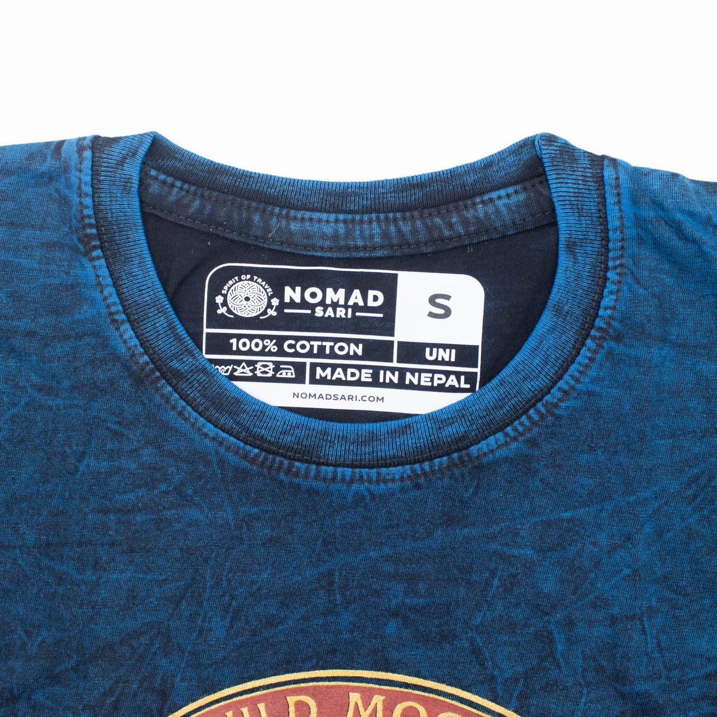 Nomad Sari Stonewashed Cotton T-Shirt - Stay Wild Moon Child - Blue - Small - Luna Panther