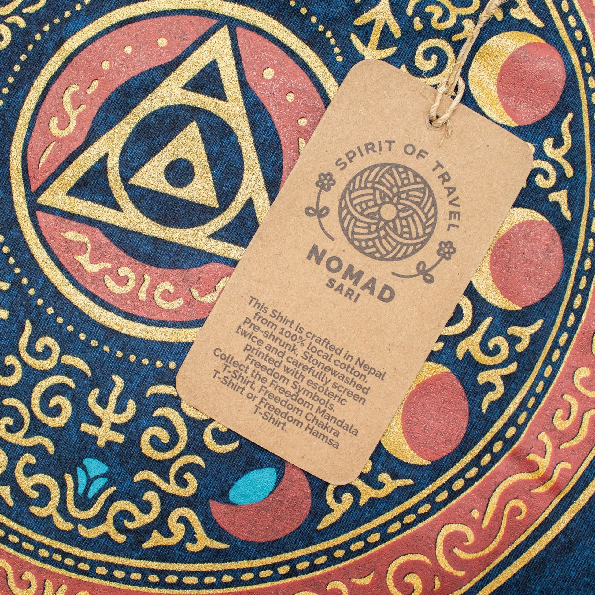 Nomad Sari Stonewashed Cotton T-Shirt - Stay Wild Moon Child - Blue - XL - Luna Panther